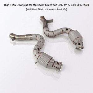 ING SUS304 Downpipe pour Mercedes-AMG S63 W222 / C217 M177 4.0T 2017-2020 |   Échappement avec bouclier thermique à fixation directe – Vente en gros - Product Image 1