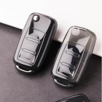 Étui de protection de clé de voiture en TPU de luxe à 3 boutons pour Volkswagen Tiguan, accessoires de porte-clés