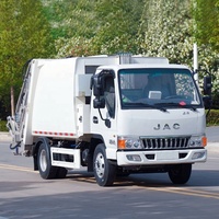 Camion de compression des déchets JAC 6CBM à alimentation automatique, camion de manutention de conteneurs à déchets, camion de ramassage des ordures ménagères pour l'assainissement communautaire
