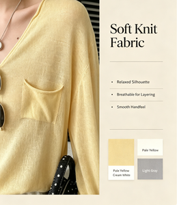 Maglia a Maniche Lunghe in Lino Sottile Stile Francese <span class=keywords><strong>Sinan</strong></span> Relaxed Vibe con Bordo Arrotolato, Protezione Solare, Lavorazione a Maglia, Estate 2026 SN9108 - Product Image 6
