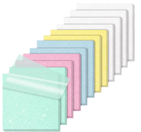 Lot de 4 blocs-notes autocollants transparents, pailletés, colorés, 3x3 pouces, haute transparence, effet verre