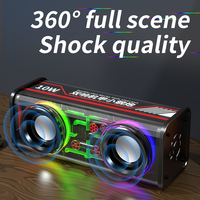 Nouveau Haut-parleur Portable Bluetooth 5.3 Extérieur Transparent à Double Pavillon, Caisson de Basses Méca Sans Fil avec Éclairage LED RGB