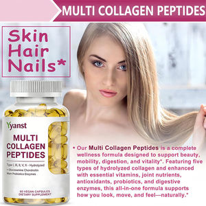 Ingrédients d'origine végétale OEM/ODM, soutient la santé de la peau, des cheveux et des ongles, capsules de collagène multi-peptides en gélules molles pour femmes, faible teneur en sucre - Product Image 6