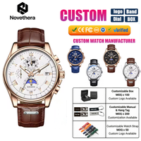 Montre de sport de luxe pour homme LG8975, mouvement à quartz, boîtier en acier inoxydable, bracelet en cuir, étanche, date luminescente, aiguilles simples