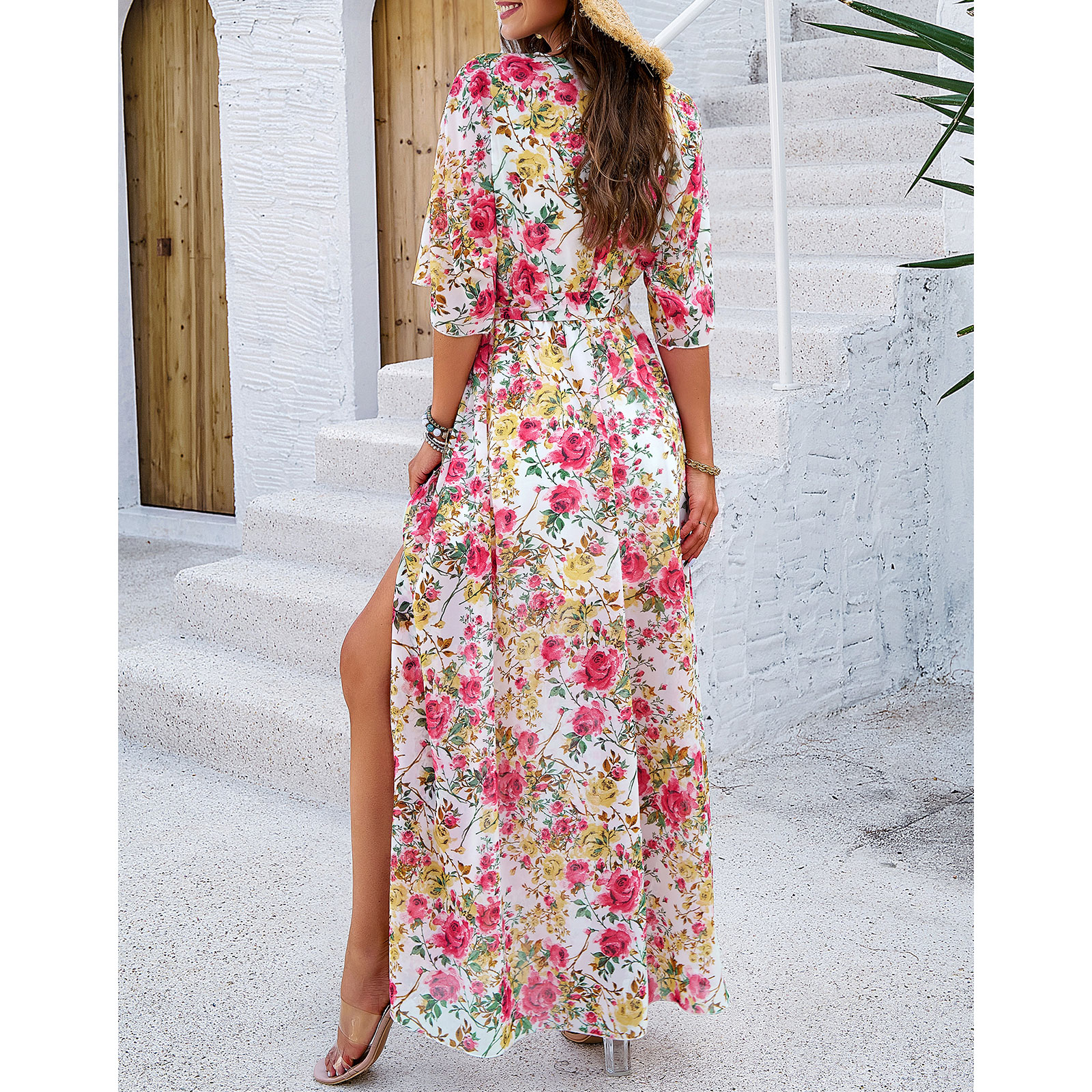 casual chiffon maxi dress Women's Summer Maxi Dress 2026 Chiffon Casual Boho Sleeveless Spaghetti  Strap Smocked Tiered Long Beach Sundresses Khaki S
