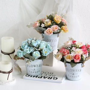 Ornements salon hibiscus rose chanvre corde étain baril simulation plante en <span class=keywords><strong>pot</strong></span> petit bonsaï - Product Image 5