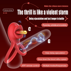 Anello Vibrante per Pene Whoelseal con Funzione Anti-Eiaculazione e Stimolazione Linguale, 10 Modalità di Vibrazione - Product Image 4