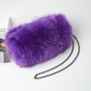 High Quality Luxury Fox Fur Rainbow Handbag Winter Hand Warmer Fox Fur Bags - Product Image 3