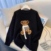 Pull pour femme en nylon/acrylique respirant à séchage rapide, coupe ample, col rond, manches longues, pour l'automne et l'hiver