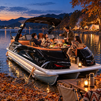 Bateau ponton en aluminium au design élégant, 22 pieds, avec remorque, sièges en L, écran LCD en option, pêche en plein air