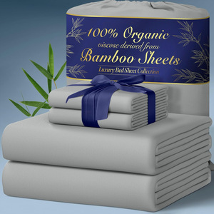 <span class=keywords><strong>Parure</strong></span> de lit 4 pièces en bambou 100 % pur tissé, motif uni, taille King, 300 fils, toutes saisons, personnalisable, couleur unie - Product Image 5