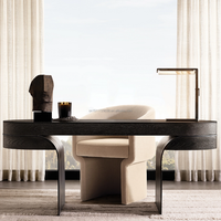 Bureau de direction moderne haut de gamme style RH en bois massif, avec pieds en métal courbés, idéal pour le bureau à domicile et la villa
