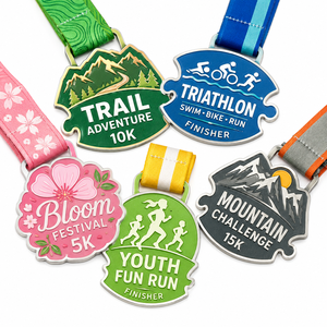Médaille de fin de course personnalisée en alliage de zinc 3D, à emboîtement, pour triathlon, trail, course en <span class=keywords><strong>montagne</strong></span>, course amusante pour enfants, festival Bloom - Product Image 1