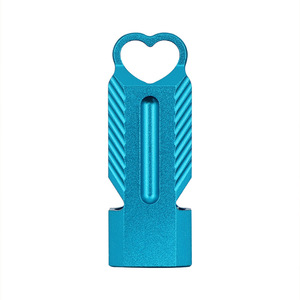 Silbato de doble orificio de aleación de aluminio, herramienta compacta de supervivencia al aire libre, color azul - Product Image 1