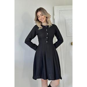 Vestido Clásico Negro de Talla Grande para Mujer, Elegante, para Oficina, con Decoración Hueca, Talla XS, para Fiestas y Eventos - Product Image 1