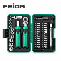 FEIDA – Kit d'outils à main 40 pièces avec clé à douille et embouts CR-V, poignée à cliquet 72 dents, tournevis pour réparation automobile