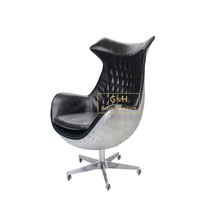 Fauteuil aviateur classique vintage tournant Jacobsen Union Jack en cuir marron