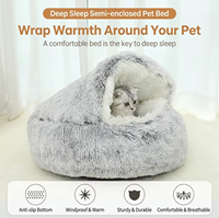 Lit pour chat en forme de grotte, moelleux et duveteux avec capuche