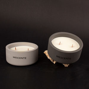 Mescente 2026 — Поставщик свечей и аксессуаров для ароматизации. Скандинавские коричневые керамические подсвечники из бетона с крышками для ароматических свечей. - Product Image 3