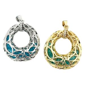 Pendentifs ronds creux plaqués cuivre, design géométrique, pour la fabrication de colliers, style Yiwu Printemps 2025, apprêts de bijouterie tendance - Product Image 5