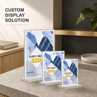 Support de menu de table vertical A4 en acrylique transparent en forme de T, personnalisé en usine, vente en gros, support en acrylique