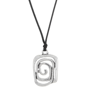 Collar de Moda con Colgante de Vórtice Hueco Plateado, con Cuerda de Cuero Tejida, para Hombre y Mujer - Product Image 5