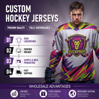 Maillot de hockey personnalisé 100% polyester, maillots de hockey en gros, haute qualité, sublimé, respirant, uniforme d'équipe pour hommes et femmes