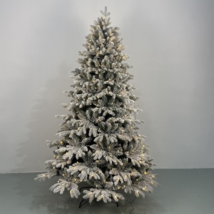 Pre-Lit Flocked Christmas Tree Multicolor Lights, Snowy Branches Metal Stand, Ideal for Home Holiday <strong>Winter</strong> <strong>Wonderland</strong> <strong>Decor</strong> - Product Image 2