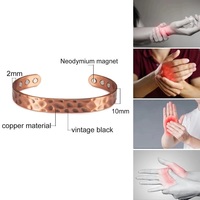 Gelang Manset Magnetik Tembaga Murni 99,9% yang Dapat Disesuaikan, Hasil Akhir Antik Klasik Bertekstur, 6 Magnet, 4 Warna untuk Grosir