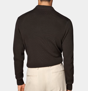 Suéter Personalizado de Invierno para Hombre, Estilo Fair Isle, Cuello Redondo, Color Marrón Oscuro, Manga Larga Acanalada, Tipo Polo - Product Image 3