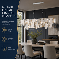 Lustre linéaire en cristal à 2 niveaux personnalisé, luminaire suspendu moderne de luxe pour salle à manger, hôtel, restaurant, îlot de cuisine