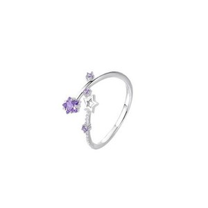 Light Luxury Shiny Purple Zircon Star Rings for Girls Women Exquisite Daily Jewelry Ring Accessories - Product Image 5