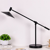 Lampe de lecture en métal noir de style nordique avec bras long réglable, lampe de table LED au design nordique, protection des yeux, commande tactile pour bureaux