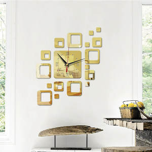 Design moderno creativo europeo adesivi da parete per la casa fatto da te 3D tridimensionale decorativo quadrato acrilico combinazione <span class=keywords><strong>orologio</strong></span> <span class=keywords><strong>a</strong></span> <span class=keywords><strong>specchio</strong></span> - Product Image 6