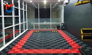 Industrial Design Style Removable Interlocking PP Garage Floor Tiles Anti-Slip Custom Graphic Design Workshop Warehouse <strong>Showroom</strong> - Product Image 2