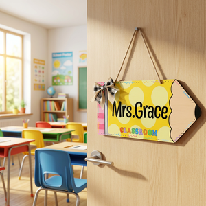 Plaque de <span class=keywords><strong>porte</strong></span> en bois pour salle de classe, nom d'enseignant personnalisé, plaque suspendue pour école avec lettres DIY en vrac - Product Image 4