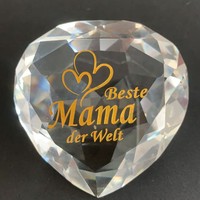 Presse-papiers en verre transparent en cristal K9 en forme de cœur, imprimé au laser, pour souvenir, vente en gros