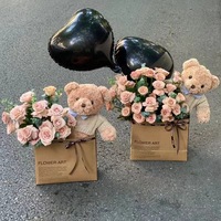 Buket beruang mewah bunga simulasi mawar abadi hadiah Wisuda Hari Valentine untuk anak perempuan tahan lama