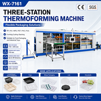 Machine professionnelle d'occasion pour la fabrication de contenants alimentaires en plastique, thermoformage sous vide à trois stations, PP PET, haute production, utilisation facile, CE