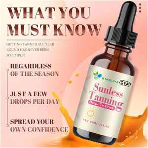 Gouttes bronzantes à base de plantes à marque privée OEM, bêta-carotène, zéaxanthine, lutéine, autobronzant oral pour le visage et le corps - Product Image 4