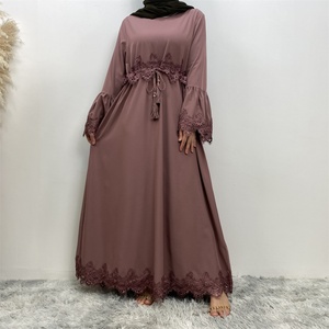 16001# New Fashion Black Lace Dress Long Sleeve Black Embroidery Classic Close Abaya Dresses Muslim Islamic Abayas - Product Image 4