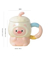 Mug en céramique fantaisie petit animal avec couvercle, tasse à café pour la maison et le bureau, tasse à eau pour couple, cadeau de vacances