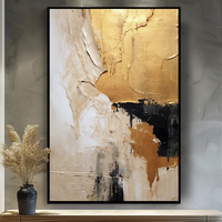 Peinture texturée peinte à la main pour chambre d'hôtel, appartement, complexe hôtelier, noir, beige, or, blanc, peinture abstraite acrylique, peinture à l'huile, art mural