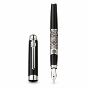 Pluma Estilográfica de Metal de Lujo 189 con Símbolos Masónicos Grabados en Estilo Antiguo Negro, con Embalaje Suelto para Escritura - Product Image 2