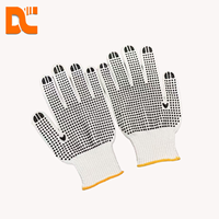 Gants de travail en PVC à pois de calibre 10, bleus, antidérapants, en coton tricoté, avec doublure en nylon, 25 cm, usage général, résistants aux coupures