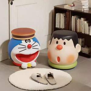 Taburete de resina azul inspirado en <span class=keywords><strong>Doraemon</strong></span> con sombrero de moño de cobre-Otomano de personaje de anime para dormitorio de niños y decoración coleccionable - Product Image 2