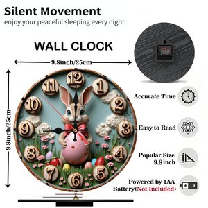 Reloj de Pared Redondo de Madera de 25x25cm, Tono de Madera Brillante, Silencioso, Sin Tictac, Decoración Moderna para el Hogar - Product Image 3