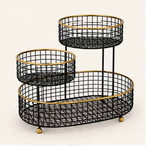 Tabletop Premium Black Metal <b>Fruit</b> Basket Sleek Modern Design for Stylish Countertop <b>Fruit</b> <b>Storage</b> and Display - Product Image 4