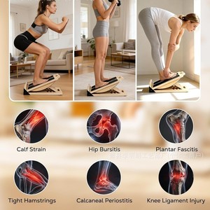 Planche inclinée en bois de chêne antidérapante pour étirement des mollets, équipement de rééducation et de fitness, pédalier incliné - Product Image 4