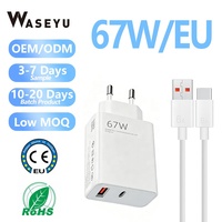 Cargador GaN de 67W con 2 Puertos USB A, Enchufe EU/US, Cargador Rápido Tipo C para XIAOMI, para Samsung, Adaptador de Cargador para Teléfono Celular